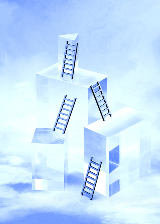 Glass blocks with ladders